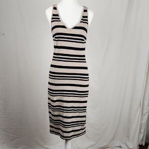 Old Navy Black and White V-Neck Sheath Midi Dress
